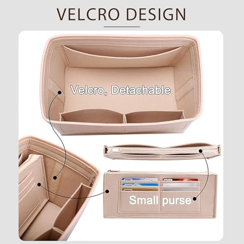 Purse Organizer Insert Compatible with LV Speedy 25 Bag Insert,Premium Felt Lightweight 25 Bag Organizer with Base Shaper, Tote Handbag Inner Divider Purse Accessories with Zipper Pocket,Beige - color: Beige, size: Speedy 25